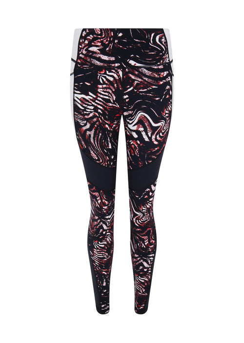 Prowess Print Block Leggings - Red Shadow